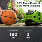 24V Cordless Battery Inflator, (1) 2Ah USB Battery and Charger