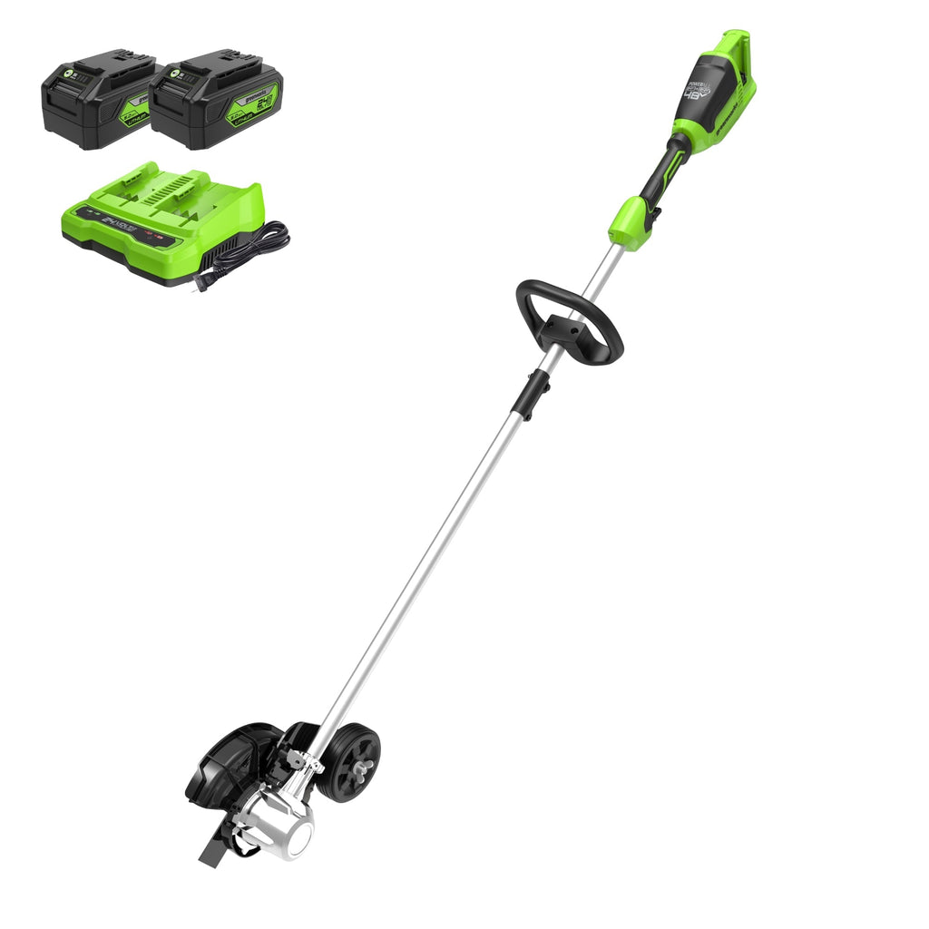 48V (24V x 2) 8" Brushless Cordless Edger: (2) 4.0 Ah USB Batteries and (1) 4A Dual-Port Charger