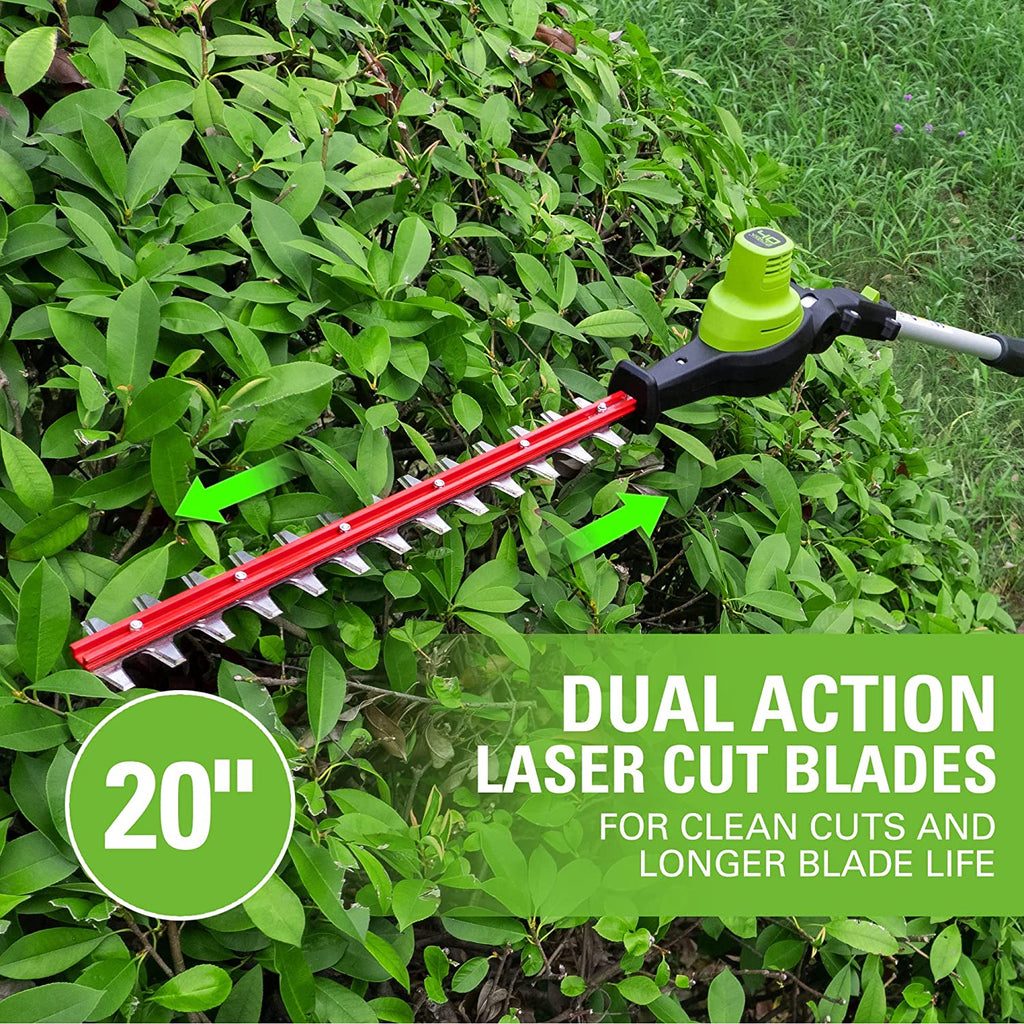 40V 10" Cordless Battery Pole Saw and Hedge Trimmer Attachment: 2.5 Ah Battery and Charger