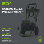 60V 3000-PSI 2.0 GPM Electric Pressure Washer (Tool Only)