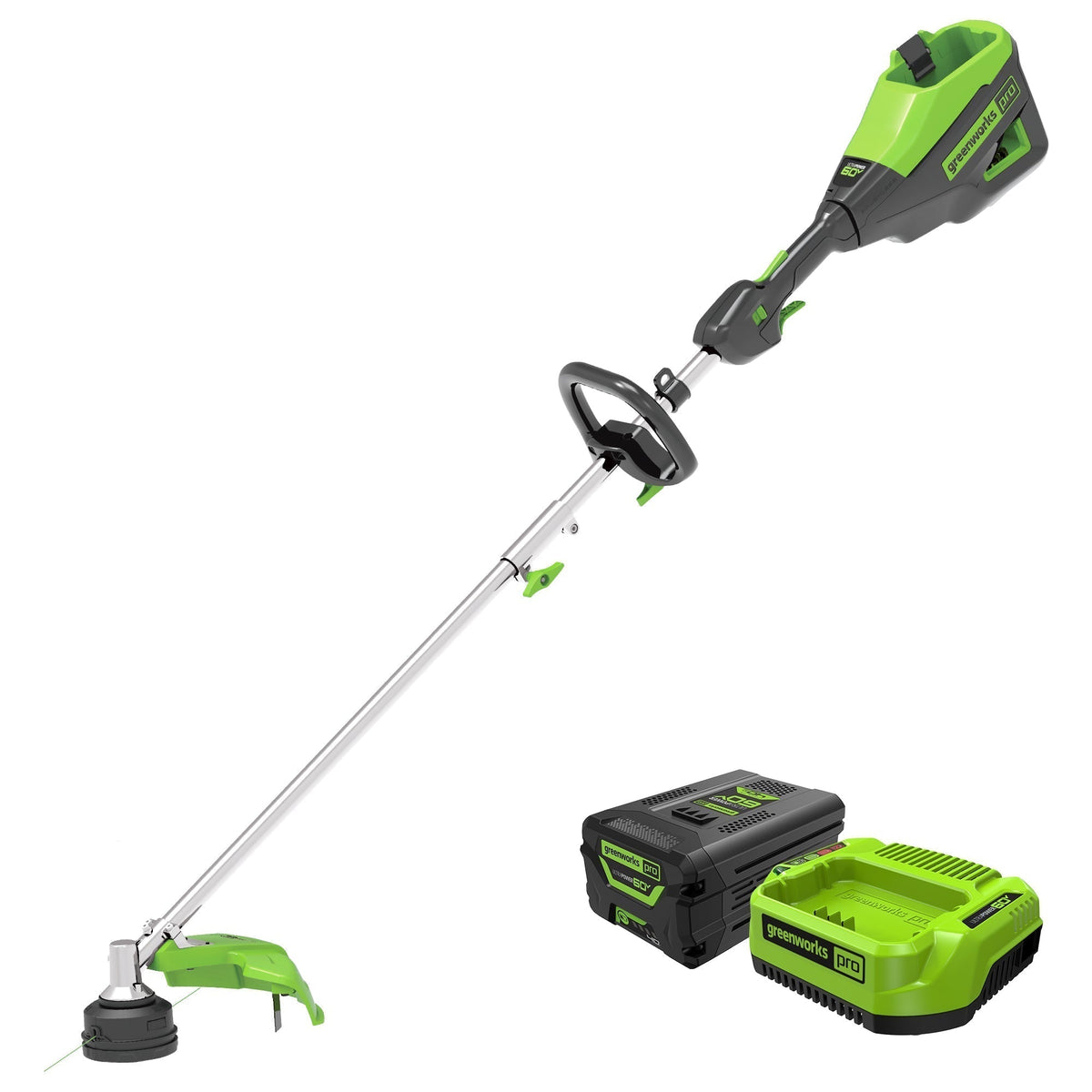 60V 16" Cordless Battery String Trimmer (Attachment Capable) and 10" Polesaw Attachment Combo Kit: 4.0 Ah Battery and Charger