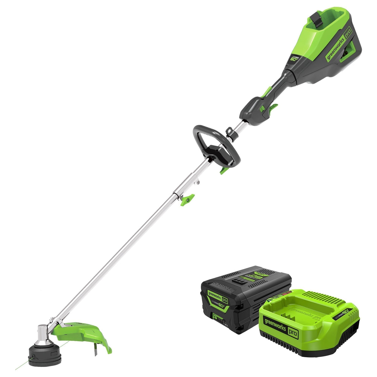 60V 16" Cordless Battery String Trimmer (Attachment Capable) and 5 Pcs Attachments Combo Kit: 4.0 Ah Battery and Charger