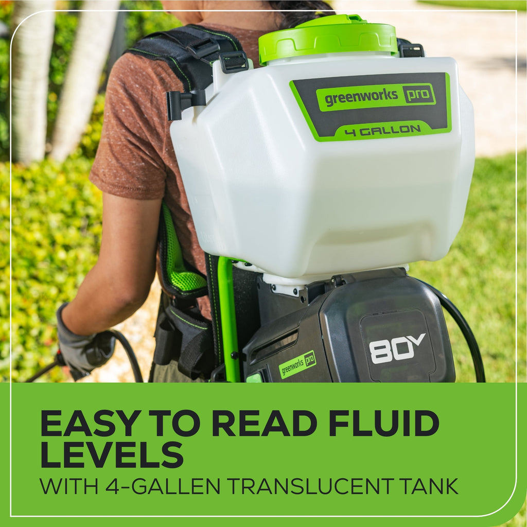 80V Cordless Battery Backpack Sprayer: 2.0 Ah Battery and Charger