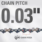 6" Chainsaw Chain, 0.3" Pitch, .043" Chain Gauge and 32 DL