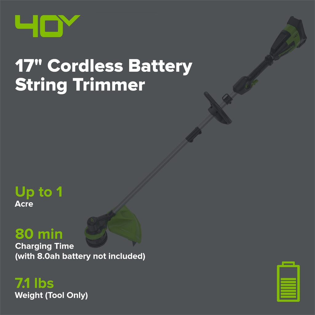 40V 17" Cordless Battery String Trimmer (Tool Only)