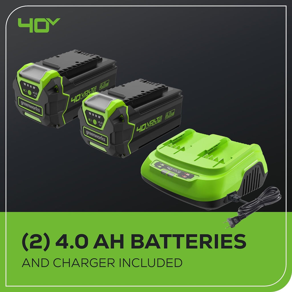 40V 25" Cordless Battery Brushless Dual Blade Self-Propelled Lawn Mower: (2) 4.0 Ah Batteries and Dual-Port Charger, LM2504S