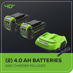 40V 25" Cordless Battery Brushless Dual Blade Self-Propelled Lawn Mower: (2) 4.0 Ah Batteries and Dual-Port Charger, LM2504S