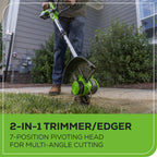 24V 12" Cordless Battery String Trimmer / Edger: (1) 2.0 Ah USB Battery, (1) 2A Charger